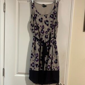 Lane Bryant Purple and Gray Knee-Length Ruffled Sundress